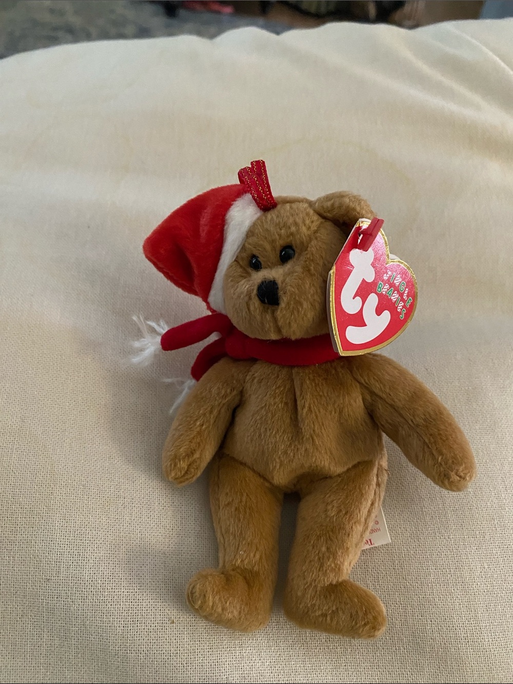 HOLIDAY TEDDY BEAR  5in | TY JINGLE BEANIES [ 1997 ] CHRISTMAS ORNAMENT